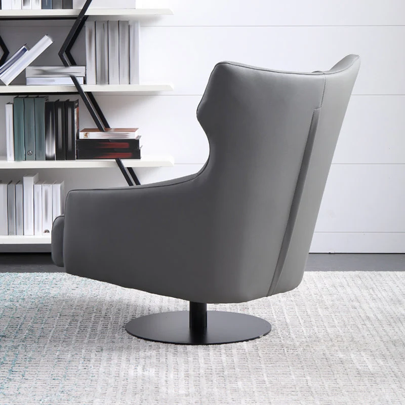Gebonden lederen vleugelfauteuil met standaard fauteuil met één poot de slaapkamer Clearhalo