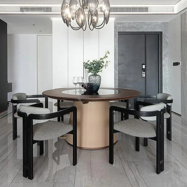 Gestoffeerde eetkamerstoelen Moderne fauteuils met houten onderstel Clearhalo