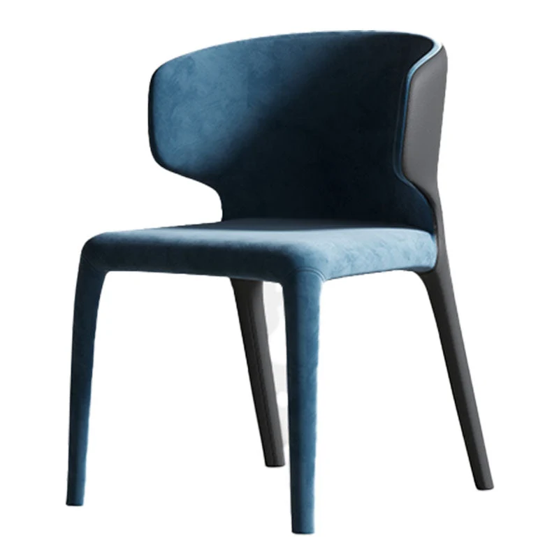 Gestoffeerde leren eetkamerstoelen. Fauteuils met rugleuning en metalen poten Clearhalo