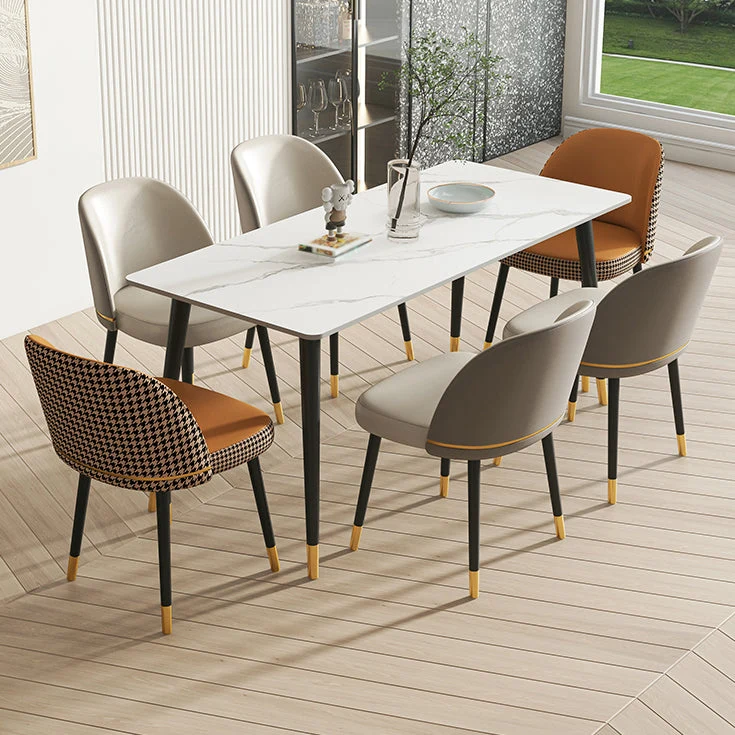 Glam Armloze eetkamerstoelen Kunstleer Thuiseetkamerstoel Clearhalo