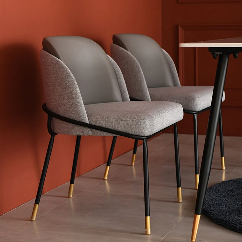 Glam Armloze eetkamerstoelen van stof, metalen eetkamerstoel voor thuisgebruik Clearhalo