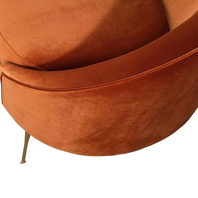 Glam Arms Oranje Chaise Ronde Armen voor Slaapkamer Woonkamer Clearhalo