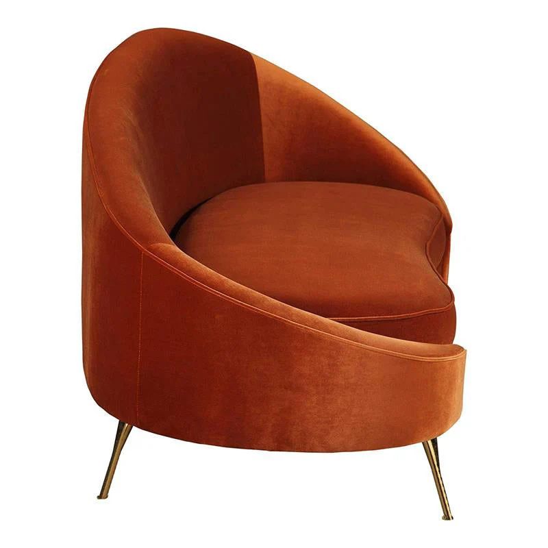 Glam Arms Oranje Chaise Ronde Armen voor Slaapkamer Woonkamer Clearhalo