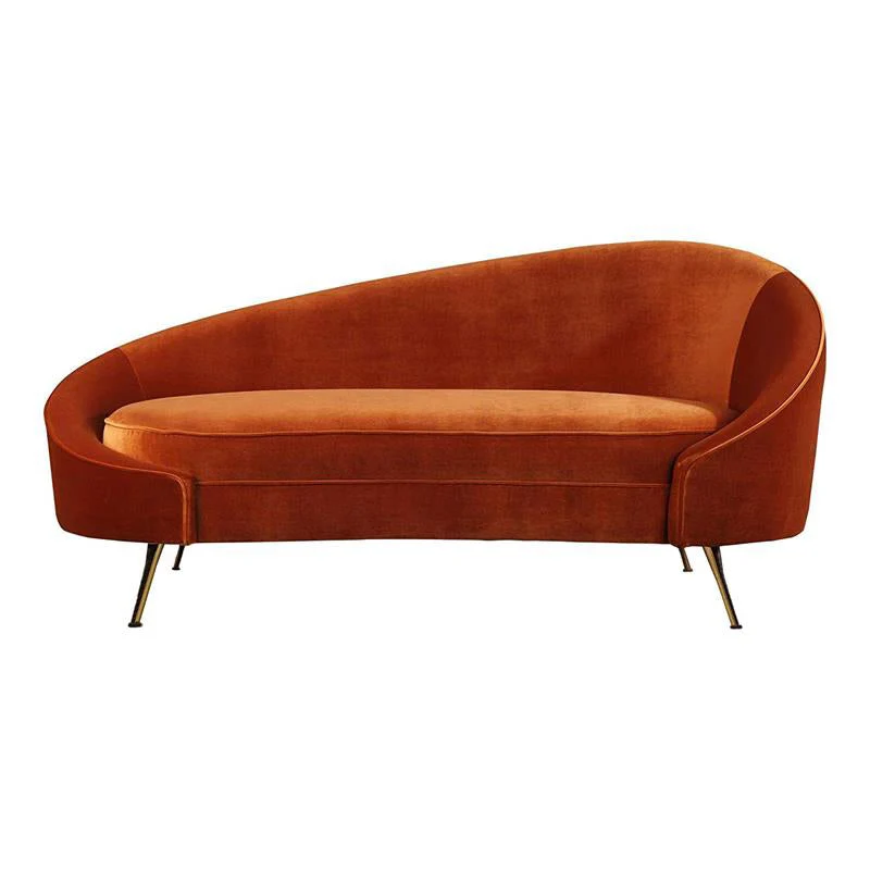 Glam Arms Oranje Chaise Ronde Armen voor Slaapkamer Woonkamer Clearhalo