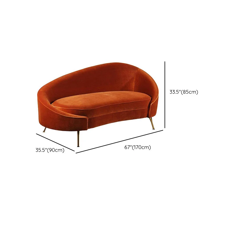 Glam Arms Oranje Chaise Ronde Armen voor Slaapkamer Woonkamer Clearhalo