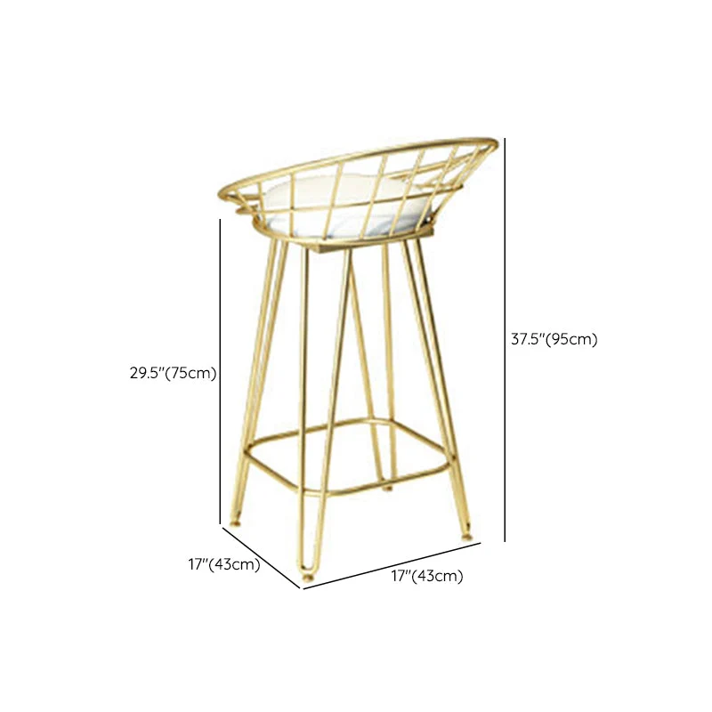 Glam Backrest Stools Metal Barstool Gold Metal Legs Bar Clearhalo