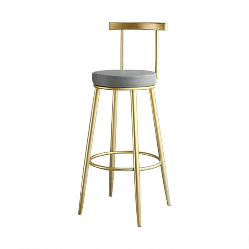 Glam Barkruk met lage rugleuning, ronde kruk met 4 gouden poten Clearhalo