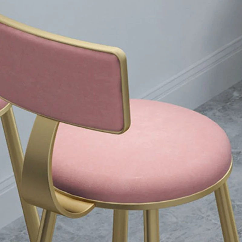 Glam Barkruk met rugleuning, Eetkruk van goudkleurig metaal met kussen Clearhalo