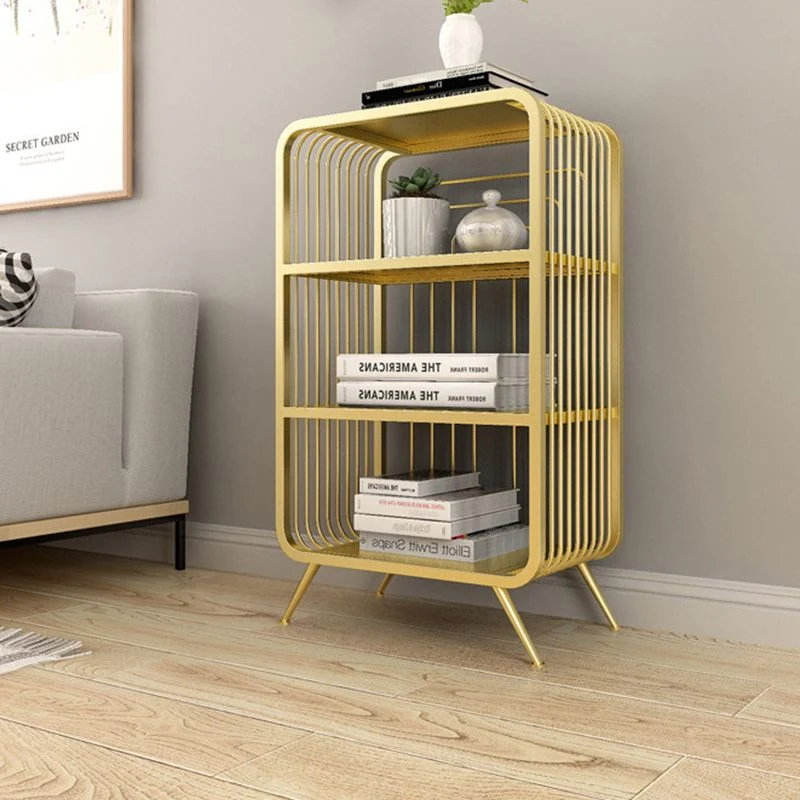 Glam Boekenkast met gesloten achterplank Metalen boekenplank voor studeerkamer Clearhalo