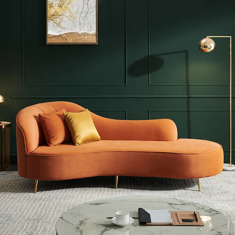 Glam Chaise Lounge Bank Chaise Lounge met gerolde arm voor slaapkamer Clearhalo