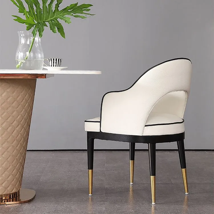 Glam Eetkamerstoel met open rug PU-leer Eetkamerstoel met massief houten poten Clearhalo