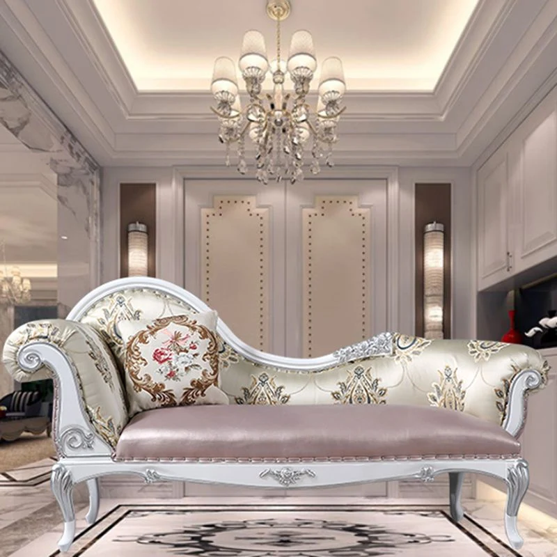 Glam gestoffeerde chaise loungebank met gerolde armen chaise lounge stoel Clearhalo