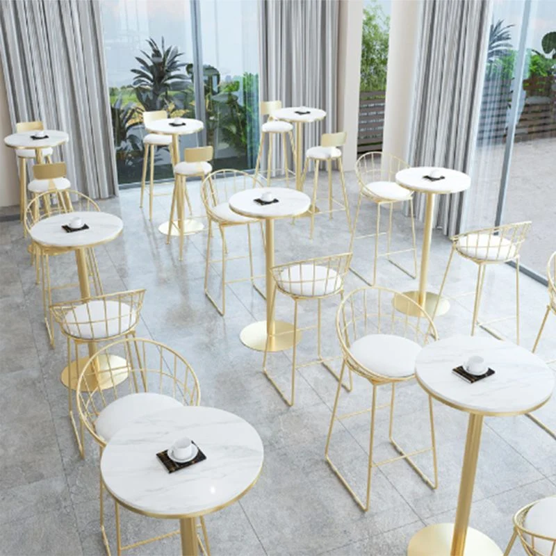 Glam gestoffeerde counterkruk lage rugleuning met gouden frame Clearhalo