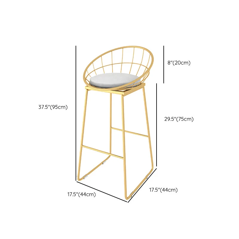 Glam gestoffeerde counterkruk lage rugleuning met gouden frame Clearhalo