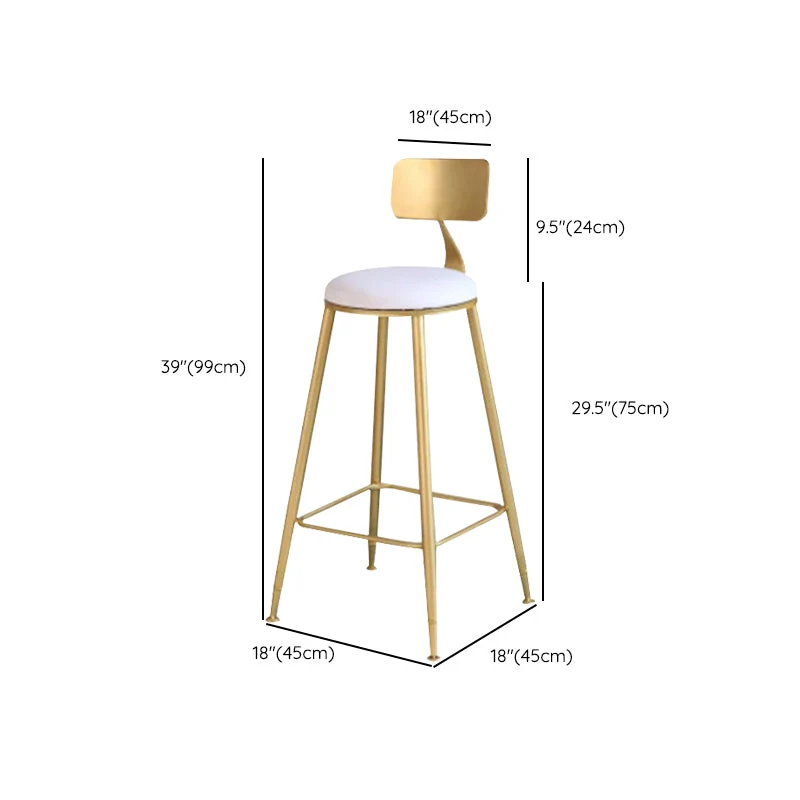 Glam gestoffeerde counterkruk lage rugleuning met gouden frame Clearhalo