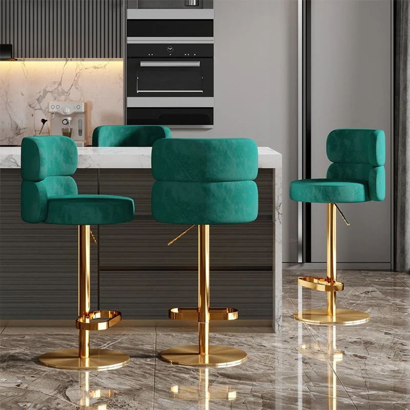Glam Hefbare barkruk Ronde zitbank Barkruk met metalen poten Clearhalo