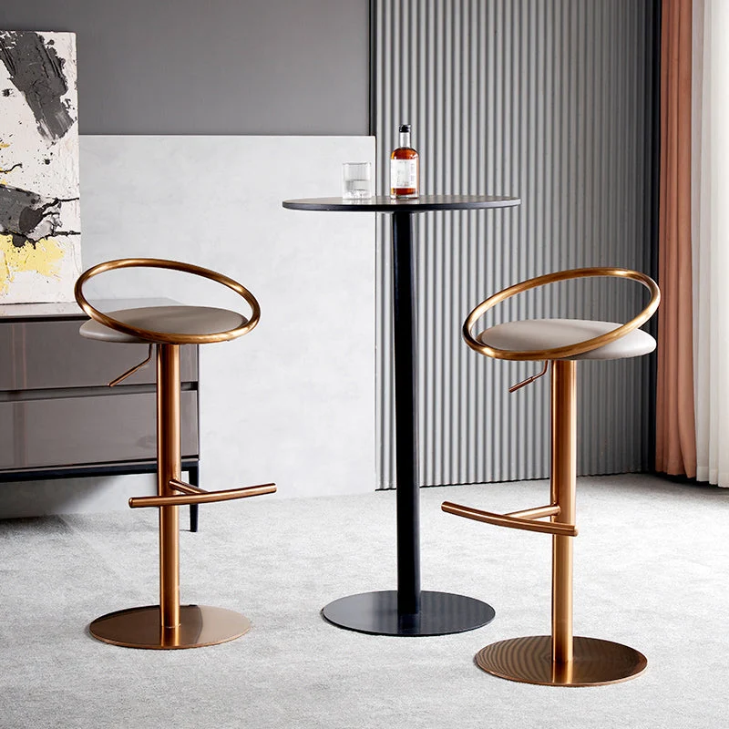 Glam lederen barkruk metalen onderstel tegenkruk voor woonkamer Clearhalo
