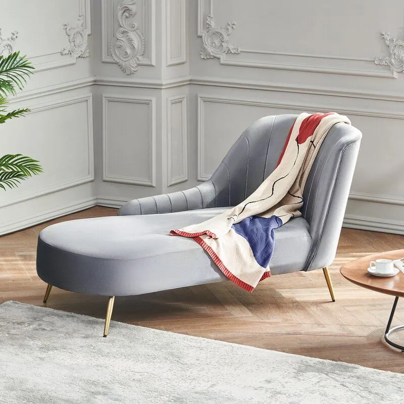 Glam met armen Effen kleur chaise ronde armen voor slaapkamer woonkamer Clearhalo