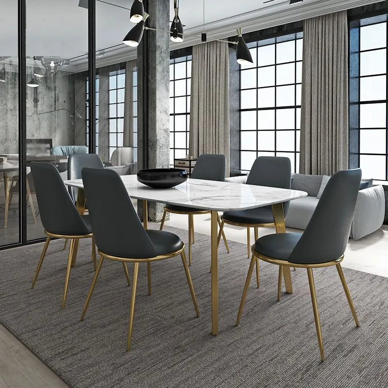 Glam Metal Dining Armloze stoel Gestoffeerde eetkamerstoel voor thuisgebruik Clearhalo