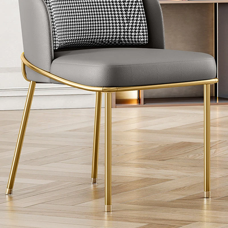 Glam Metal Eetkamerstoel Armloze PU lederen eetkamerstoelen voor thuisgebruik Clearhalo