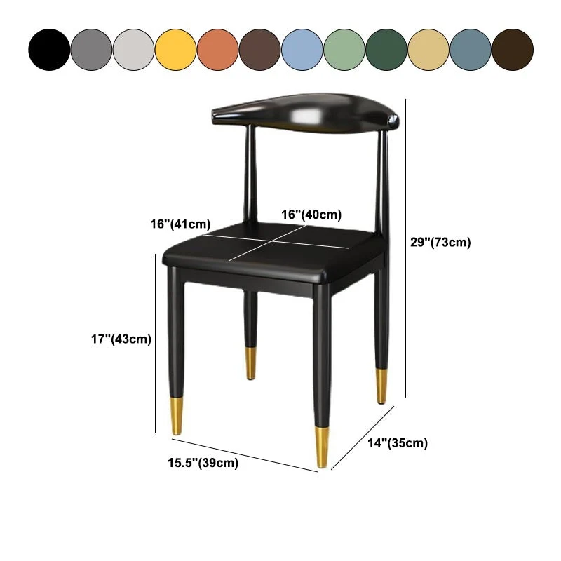 Glam metalen eetkamerstoelen eetkamerstoelen met open achterkant en matte afwerking voor binnen Clearhalo