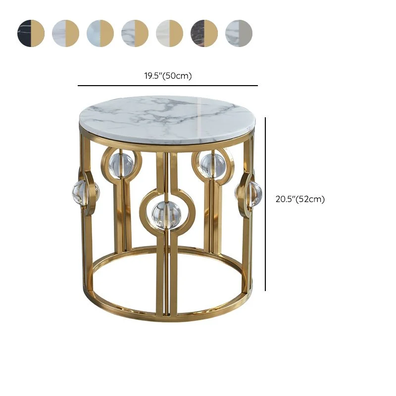 Glam ronde bank bijzettafel met drumonderstel voor woonkamer Clearhalo