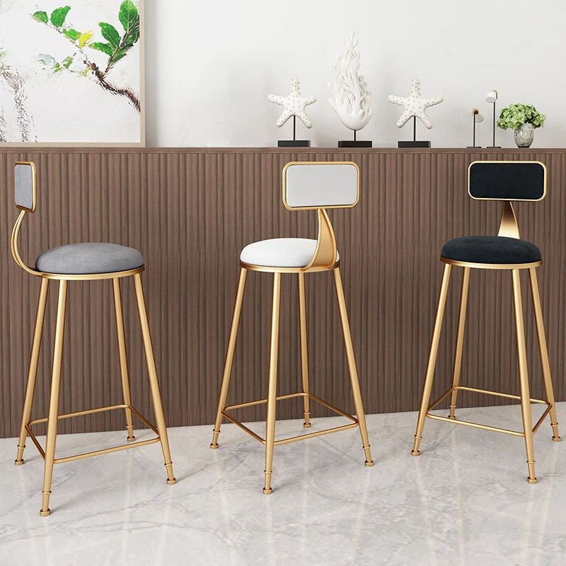 Glam Ronde gestoffeerde tegenkruk met lage rugleuning en gouden frame Clearhalo