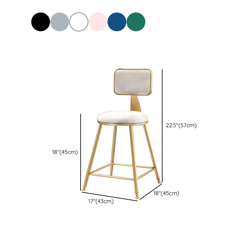 Glam Ronde gestoffeerde tegenkruk met lage rugleuning en gouden frame Clearhalo