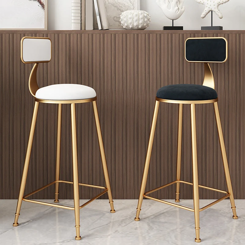 Glam Ronde gestoffeerde tegenkruk met lage rugleuning en gouden frame Clearhalo