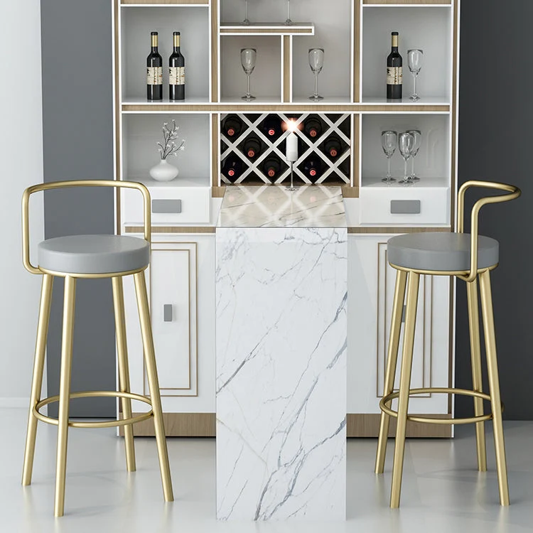 Glam Style Armloze tegenkruk Ronde barkruk van kunstleer Clearhalo