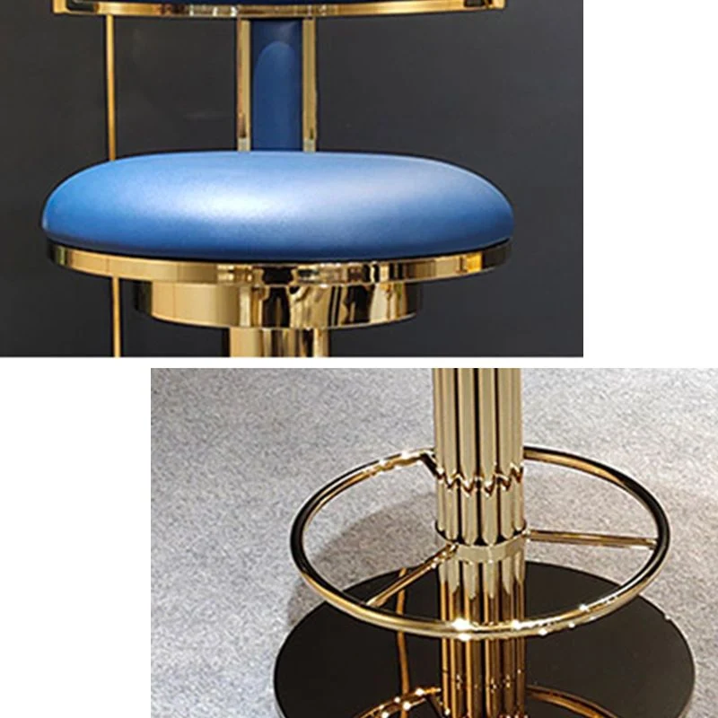 Glam Style Barkruk Lederen rugleuning Barkrukken voor eetkamer met metalen onderstel Clearhalo