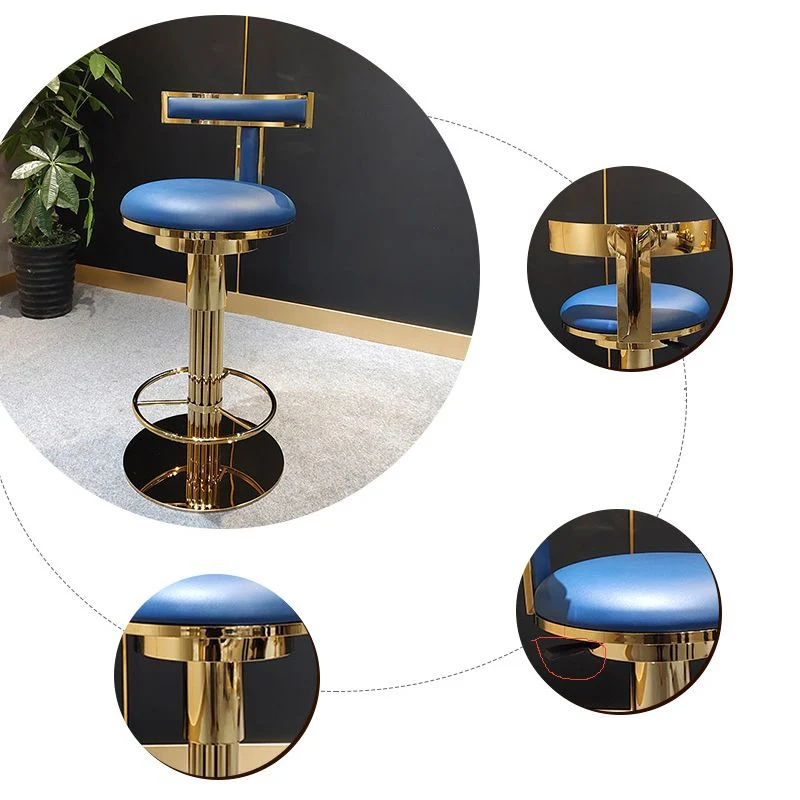 Glam Style Barkruk Lederen rugleuning Barkrukken voor eetkamer met metalen onderstel Clearhalo