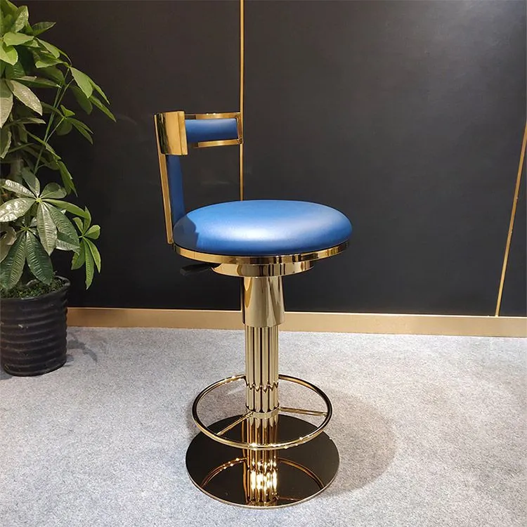 Glam Style Barkruk Lederen rugleuning Barkrukken voor eetkamer met metalen onderstel Clearhalo