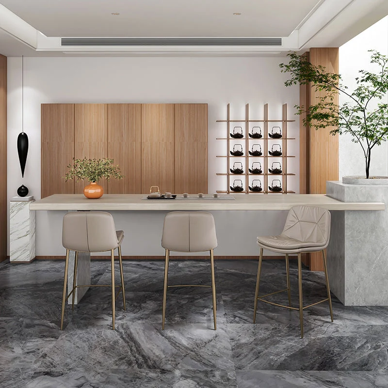 Glam Style Counter Kruk Kunstleer Counter-hoogte kruk voor binnen Clearhalo