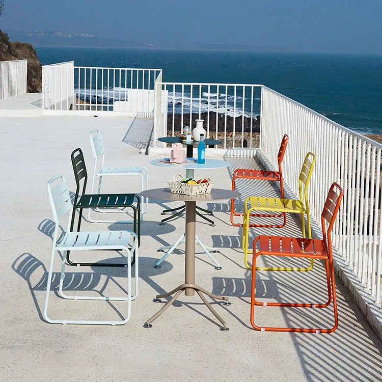 Glam Style Eetkamerstoel Metalen Ladder Achterkant Stoel voor Patio Clearhalo