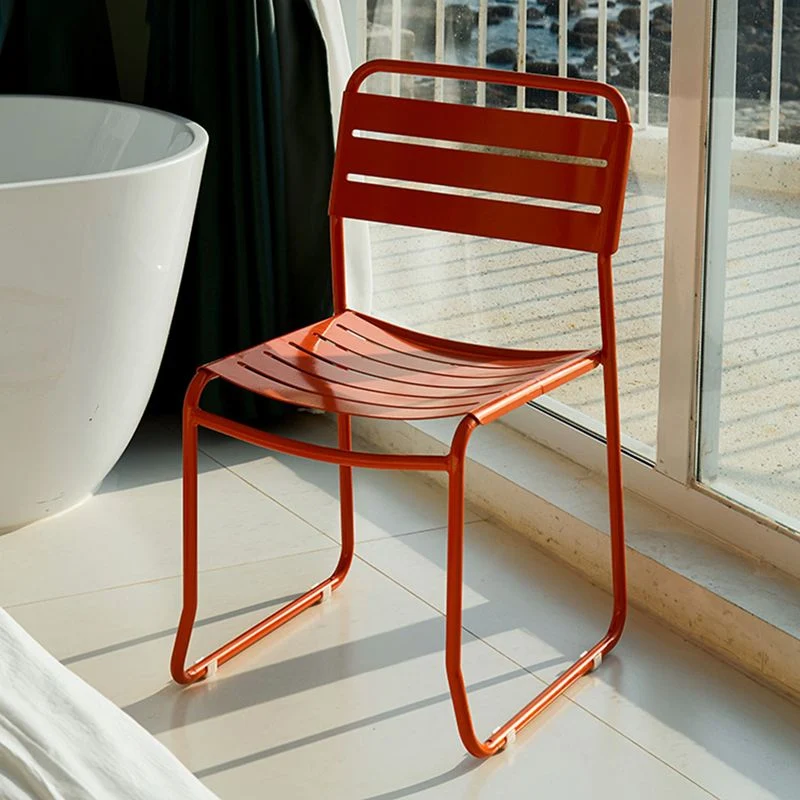 Glam Style Eetkamerstoel Metalen Ladder Achterkant Stoel voor Patio Clearhalo