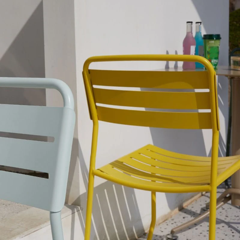 Glam Style Eetkamerstoel Metalen Ladder Achterkant Stoel voor Patio Clearhalo