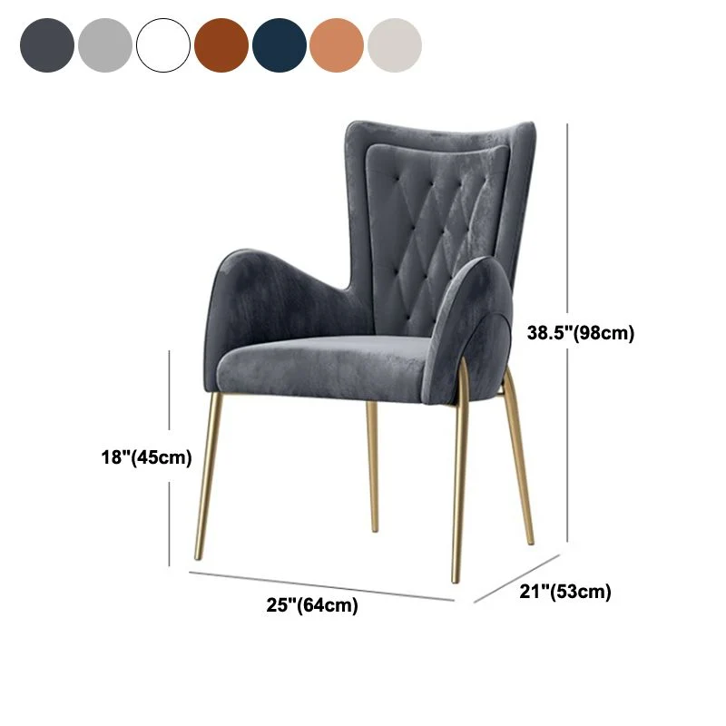 Glam Style Fauteuil Parsons Eetkamerstoel voor binnen met metalen onderstel Clearhalo