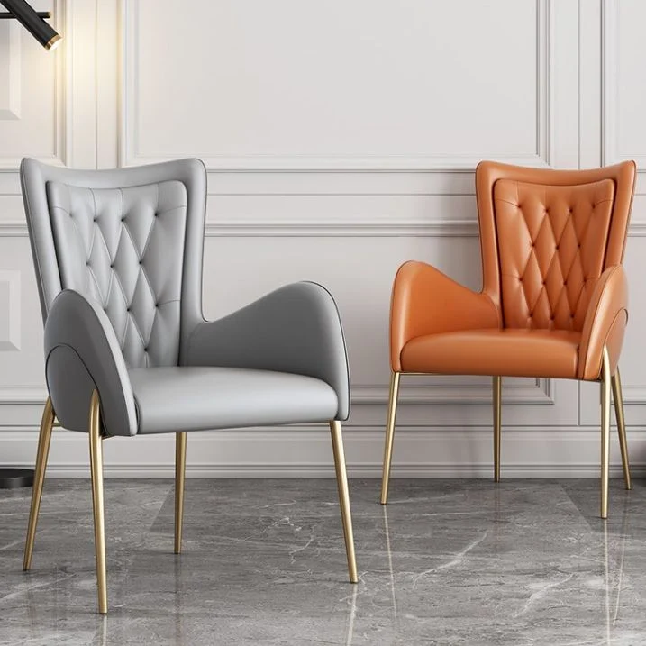 Glam Style Fauteuil Parsons Eetkamerstoel voor binnen met metalen onderstel Clearhalo