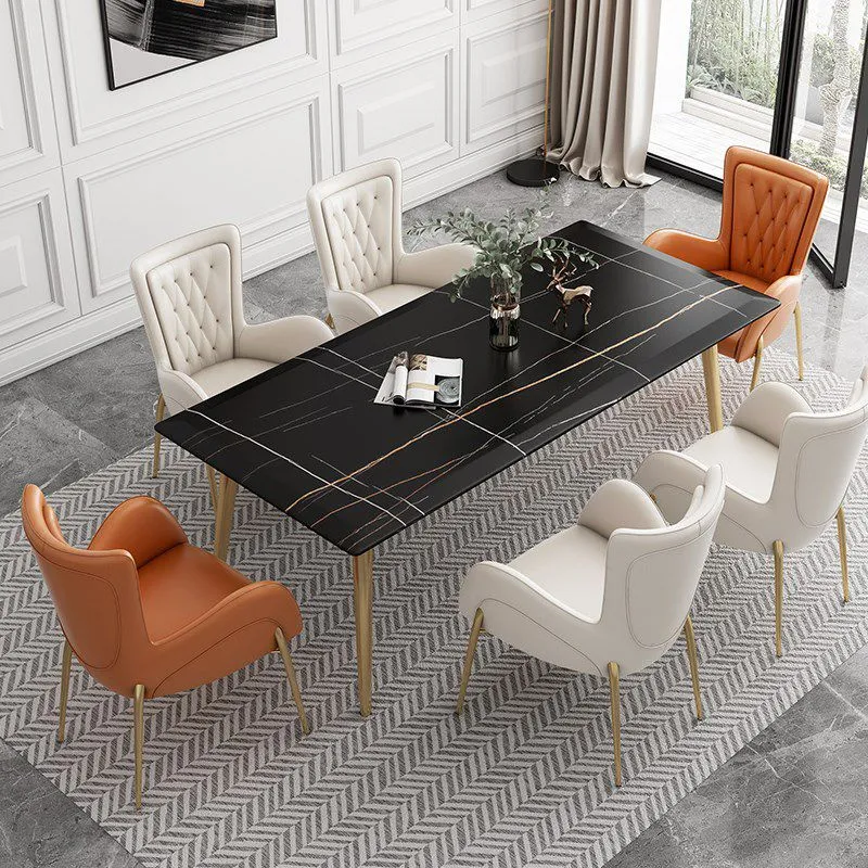 Glam Style Fauteuil Parsons Eetkamerstoel voor binnen met metalen onderstel Clearhalo