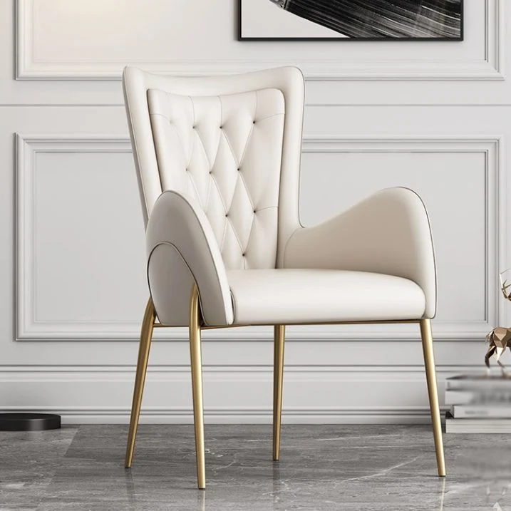 Glam Style Fauteuil Parsons Eetkamerstoel voor binnen met metalen onderstel Clearhalo