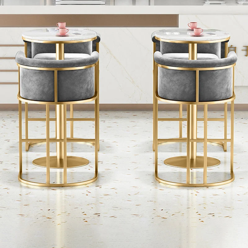Glam Style Luxe gestoffeerde barkrukken Armloze rugleuning krukken voor thuis Clearhalo