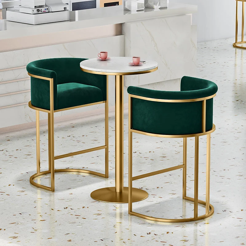 Glam Style Luxe gestoffeerde barkrukken Armloze rugleuning krukken voor thuis Clearhalo
