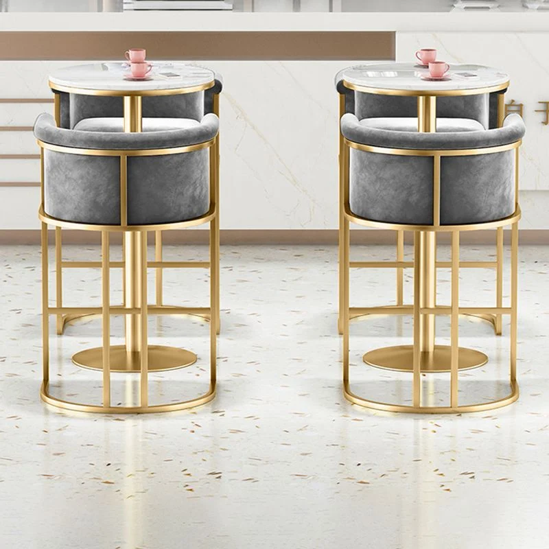 Glam Style Luxe gestoffeerde barkrukken Armloze rugleuning krukken voor thuis Clearhalo