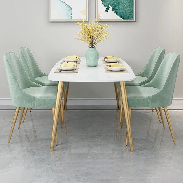 Glam Velvet armloze eetkamerstoel Metalen eetkamerstoelen voor thuisgebruik Clearhalo