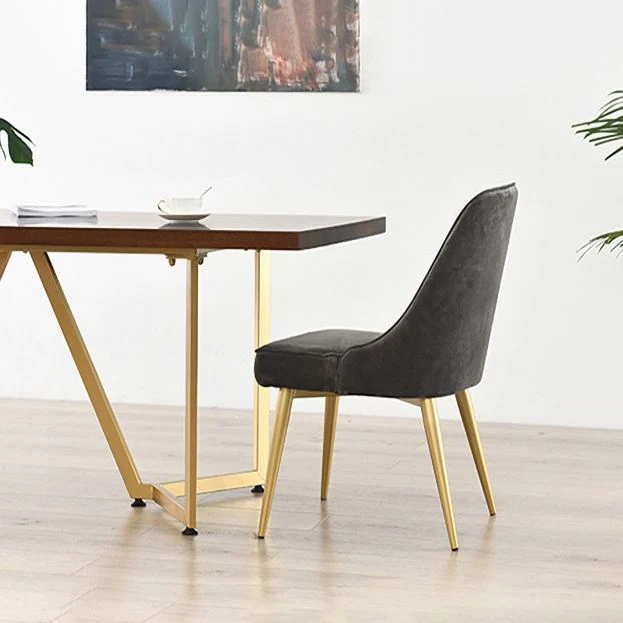 Glam Velvet armloze eetkamerstoel Metalen eetkamerstoelen voor thuisgebruik Clearhalo