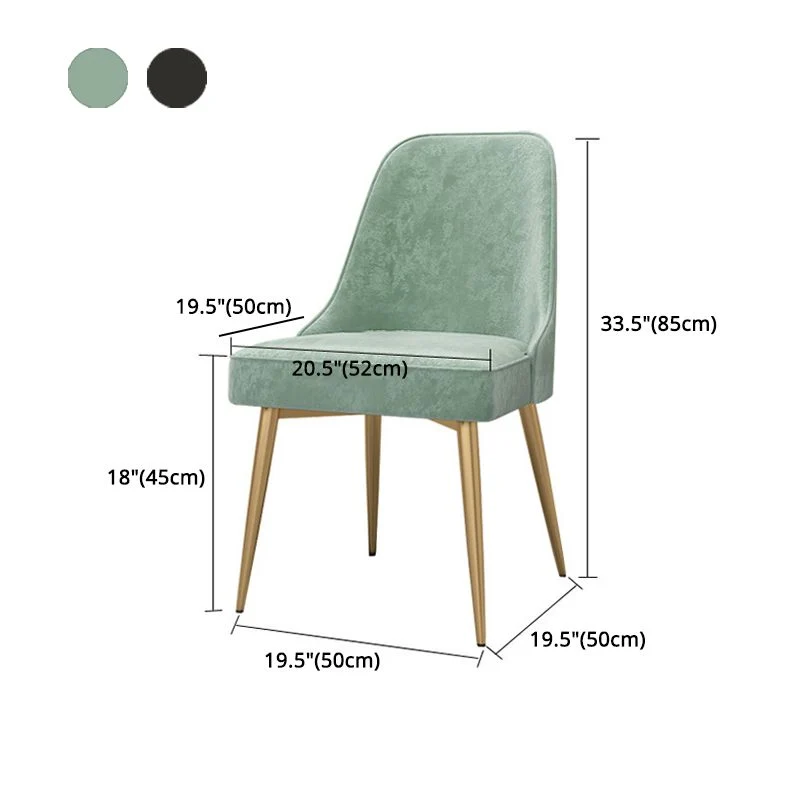Glam Velvet armloze eetkamerstoel Metalen eetkamerstoelen voor thuisgebruik Clearhalo
