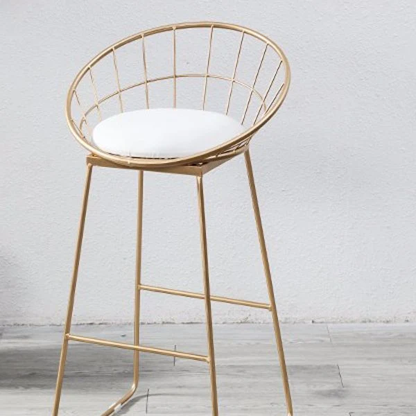 Glam-stijl eetkamerkrukken met lage rugleuning Metalen barkrukken met voetsteun Clearhalo