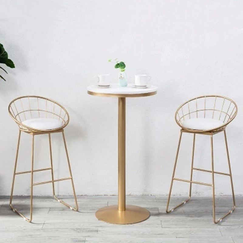 Glam-stijl eetkamerkrukken met lage rugleuning Metalen barkrukken met voetsteun Clearhalo