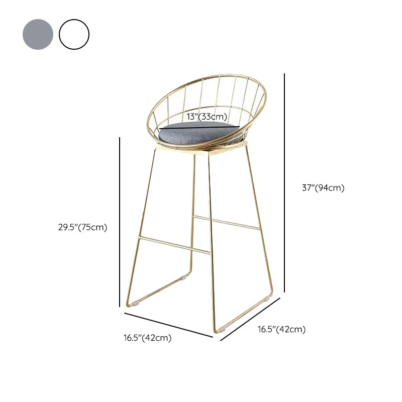 Glam-stijl eetkamerkrukken met lage rugleuning Metalen barkrukken met voetsteun Clearhalo